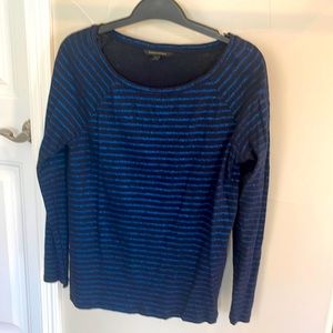 Banana Republic long sleeve metallic blue striped black tee shirt. Size Small